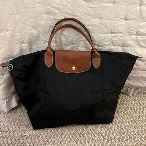 Longchamp Black Tote with Short Handles